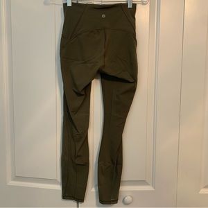 EUC Lululemon Leggings - olive green with mesh cut outs